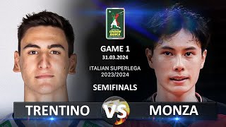 Semifinals of Italian Volleyball SuperLega 20232024  Trentino vs Monza [upl. by Eimarej]