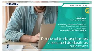 Procedimiento de renovación de aspirantes a interinidades y solicitud de destinos curso 2122 [upl. by Aisats]