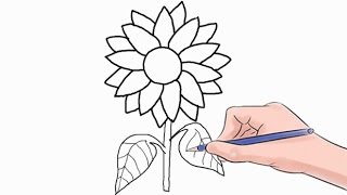 How to Draw a Sunflower Easy Step by Step [upl. by Summer]