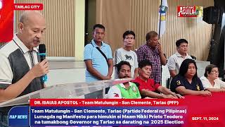 Dr Isaias Apostol San ClementeTarlac Urging Nikki Prieto Teodoro to run as a Governor91124 [upl. by Gary881]