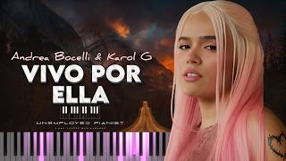 Andrea Bocelli amp Karol G  Vivo Por Ella Piano cover and Karaoke [upl. by Ingham]