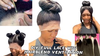 How to DIY ventilate a full lace wig 360 using Hairblend with diagonal method of ventilation [upl. by Annmarie716]