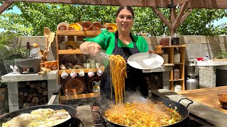 ESPAGUETI ESTILO CHOW MEIN Y ROLLITOS DE REPOLLO CON CAMARONES [upl. by Suoiradal]