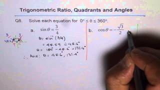 Solve Trigonometric Equation With Special Triangles Q8 [upl. by Neih944]