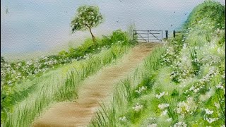 Summer Watercolor Painting Simple White Elderflower Blossom with Masking Fluid Easy for Beginners [upl. by Elehcim]