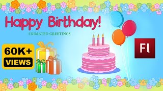 Flash Animation Tutorial Birthday Greeting Card Animation [upl. by Lemrahc]