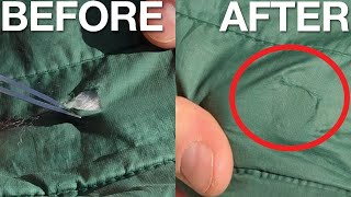 The Best Way To Fix Ripped Down Jacket  NO VISIBLE STITCHINGPATCH [upl. by Nerissa]