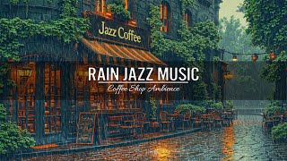 Jazz Music Playing Slightly Muffled with Rain Sounds In Coffee Shop Ambience [upl. by Illil44]