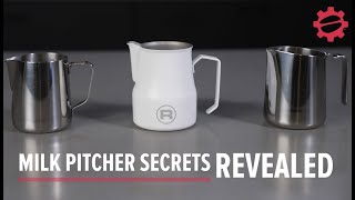 Milk Pitcher Secrets REVEALED Overview of Milk Frothing Pitchers and Milk Steaming Tips and Tricks [upl. by Vtarj]