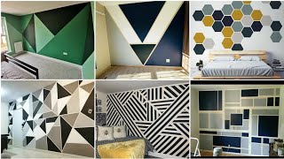 Geometric Shapes Wall Painting Ideas  Accent Wall with Geometric Wall Paint  Modern Home Interior [upl. by Evot]