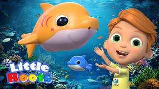 Fun Baby Shark Finger Family Song  Sing Along with Little Roots [upl. by Anerac]