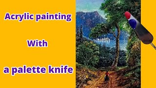 Acrylic painting using embossing paste  How to create textured paintings [upl. by Lecirg]