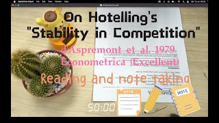 R8 dAspremont et al 1979 Econometrica Excellent On Hotellings quotStability in Competitionquot [upl. by Aerdnael]