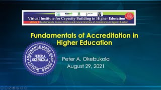 Fundamentals of Accreditation in Higher Education by Peter A Okebukola [upl. by Eatnhoj]