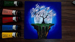 daily challenge 26 acrylic painting tutorial abstract and beautiful landscape [upl. by Bushore]