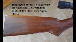 Refinishing a wood rifle stock with TruOil 22 long rifle Stevens Favorite [upl. by Ynnatirb]