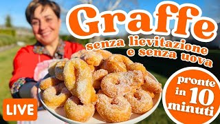 GRAFFE DI CARNEVALE PRONTE IN 10 MINUTI 🥳 Senza Lievitazione e Senza Uova  Ricetta in Diretta [upl. by Strang43]