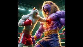 Revenge Of Cat 😭 White Cat 🆚 Purple Lion 🔥🥊 cat cute kitten catlover shorts ai cutecat [upl. by Adnim]