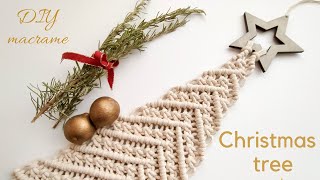 DIY macrame tutorial make your own Christmas tree wall hanging [upl. by Elleda228]