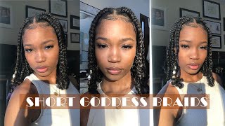 HOW TO SHORT GODDESS BRAIDS BOX BRAIDS CURLY ENDS [upl. by Zindman]