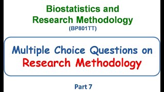 MCQ Part 7  Research Methodology  Pharmaplanet [upl. by Dlaner331]