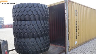 Mining machinery tires 295R25 L3 amp Loader tires 23525 L3 17525 L3 Entering 40HQ Container [upl. by Vaules]