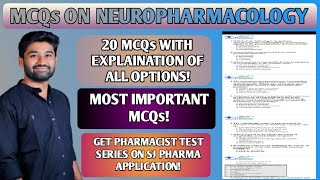 MCQs ON NEUROPHARMACOLOGY WITH EXPLAINATION OF ALL 4 OPTIONSdmer pharmacistsj pharma [upl. by Jessalin]