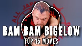 Top 15 Moves of BAM BAM BIGELOW in AJPW [upl. by Ahsinek222]