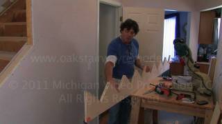 How to rough cut stairway skirting to reskin stringers for a staircase makeover [upl. by Eemyaj21]