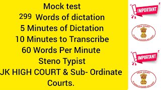 299 words  Mock Test  Steno typist  JK High Court [upl. by Nettie]