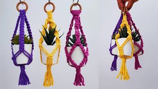 DIY 3 mini PORTAMACETAS en MACRAME paso a paso  DIY 3 Mini Macrame Plant Hanger Tutorial [upl. by Eislek44]