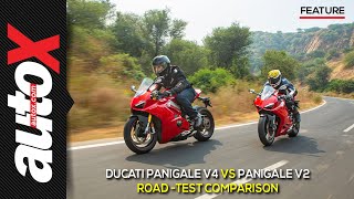 Ducati Panigale V4 vs Panigale V2  Road Test  Comparison  autoX [upl. by Kiraa58]