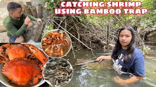 CATCHING SHRIMP USING BAMBOO TRAP  NAGPAIN KAMI NI BAL SA ILOG [upl. by Laird]