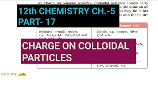 12th Chemistry Ch5Part17Charge on Colloidal particlesStudy with Farru [upl. by Nyleaj]