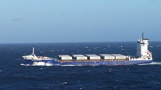 Ship HELENA SCHEPERS in storm at Cape Finisterre  03052016 [upl. by Agueda436]