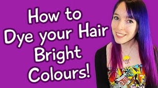 How to Dye Your Hair Bright Colours Purple amp Pink Dip Dye  Ombre Tutorial [upl. by Afatsum]