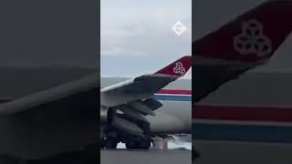 Boeing 747s landing gear snaps off during emergency landing at Luxembourg Airport [upl. by Leribag]