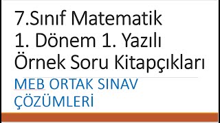 7Sınıf Matematik 1 Dönem 1 Yazılı Örnek Soru Kitapçıkları MEB ORTAK SINAV [upl. by Rehpitsirhc]