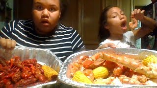 CAJUN SEAFOOD BOIL MUKBANG 4  SHRIMP  KICKIN CRAB CRAWFISH AND SAUCE  OYSTERS  AND DESSERT [upl. by Gerkman345]