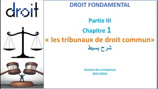 Les tribunaux de droit commun Droit fondamental partie 8 [upl. by Nehttam]