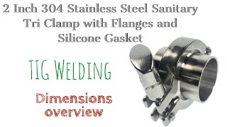 2 Inch 304 stainless Steel Sanitary Tri Clamp with flange and Silicone Gasket  Dimensions Overview [upl. by Kraul478]