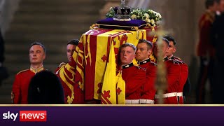 Queen’s coffin arrives in Westminster Hall [upl. by Ahsinawt]