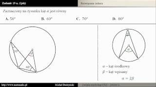 Zadanie 19a  matura z matematyki kąt wpisany i środkowy zestaw 1 [upl. by Zemaj]