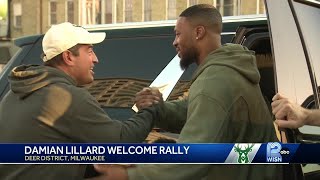 Around 5000 Bucks fans welcome Damian Lillard to Milwaukee [upl. by Attah245]