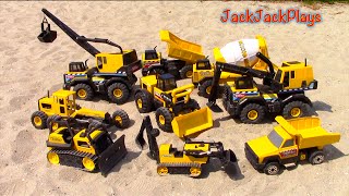 Playing with Diggers Outside Toy Construction Trucks for Kids  JackJackPlays [upl. by Ratib]