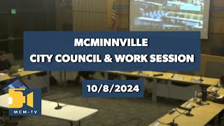 McMinnville City Council Work Session and Regular Meeting 1082024 [upl. by Allissa]