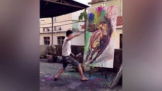 Chinese painter uses impressive skill to create masterpieces [upl. by Ayotnom55]