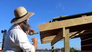 OUTDOOR KITCHEN BUILD CUTTING RAFTERS FOR GUTTER BOARD HOW TO [upl. by Isiahi]