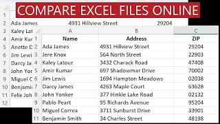 Compare Excel Files Online and Highlight the Difference [upl. by Hillard]