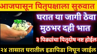 उद्यापासून पितृपक्ष घरात या जागी ठेवा मुठभर दही भात 24 तासात अनुभव 3 पिढ्यांचा पितृदोष नष्ट होईल [upl. by Nassah]